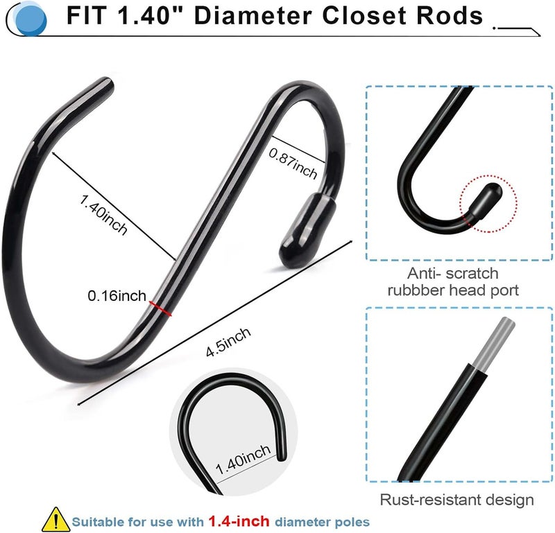 Dapute 4-1/2 Inch S Hooks for Hanging, 10 Pack Non Slip Large S Hooks for Closet, Vinyl Coated Metal Black Closet S Hook for Hanging Jeans Clothes Purse Bags Pan Cups Tools Plants - Image 5